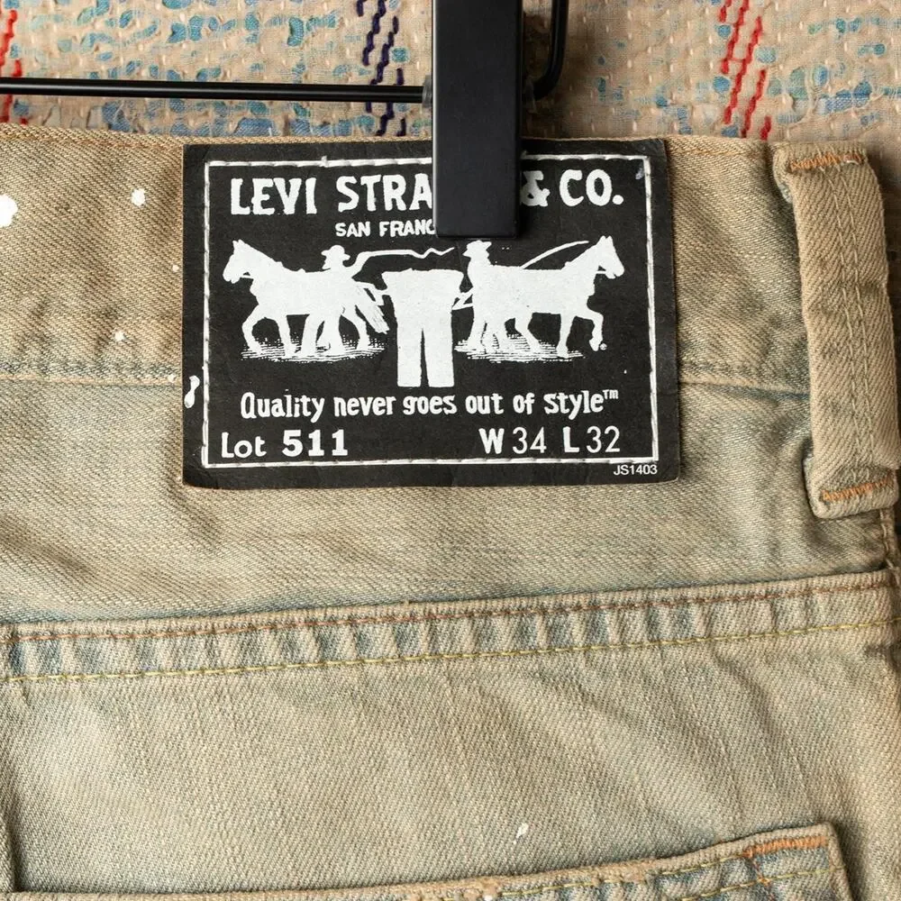 Custom levis 511 patchwork jeans 34 x 32